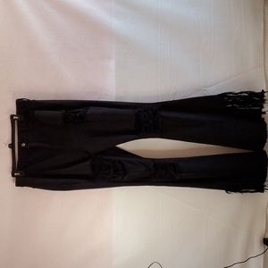 Black Fashion Nova women flare down distress jeans. Plus Size 1X tall  NWT